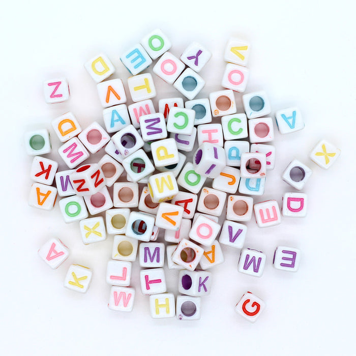 Wholesale Pendant 6MM DIY Letter Handmade Square Transparent Acrylic Pack of 100 MOQ≥2 JDC-PT-BiLai002