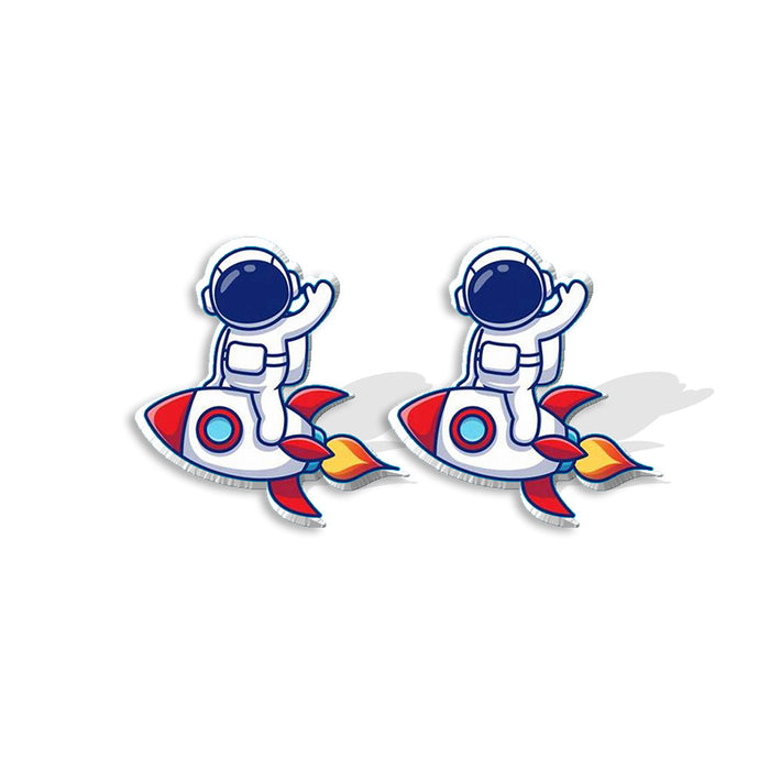 Wholesale Earrings Resin Cartoon Astronaut Planet Studs MOQ≥2 JDC-ES-XiangL030