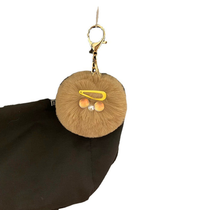 Wholesale Imitation Mink Hair Clip Hair Ball Keychain MOQ≥2 JDC-KC-YYue002