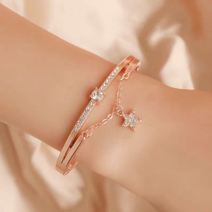 Jewelry WholesaleWholesale five pointed star diamond bracelet female JDC-BT-HuG002 Bracelet 胡格 %variant_option1% %variant_option2% %variant_option3%  Factory Price JoyasDeChina Joyas De China