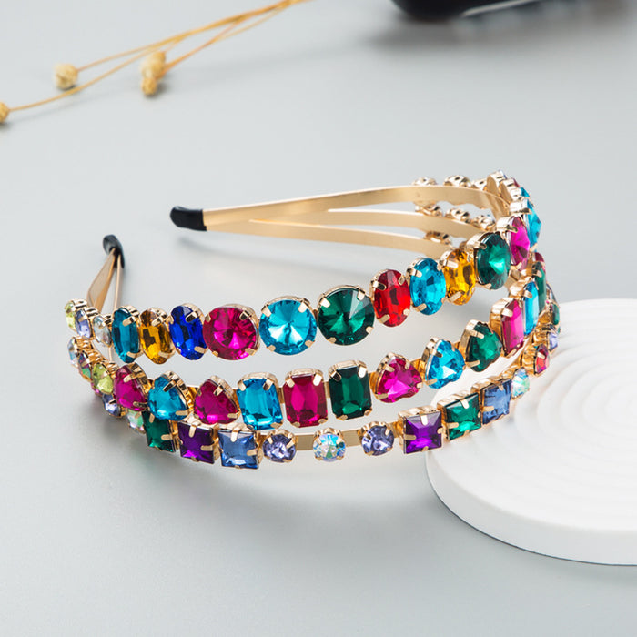 Jewelry WholesaleWholesale three-layer alloy fancy color diamond full diamond hair band JDC-HD-Hemin007 Headband 和鸣 %variant_option1% %variant_option2% %variant_option3%  Factory Price JoyasDeChina Joyas De China