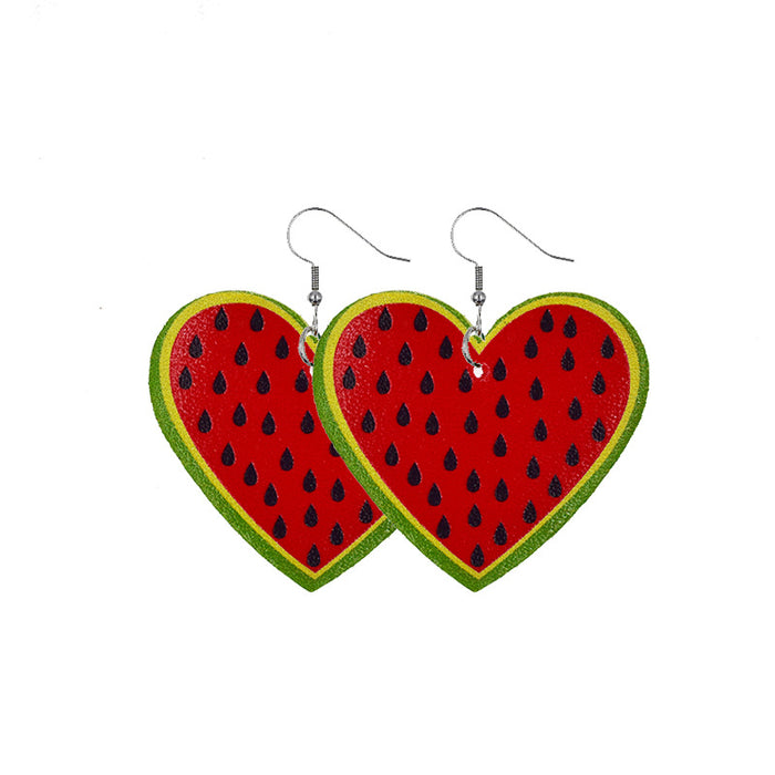 Jewelry WholesaleWholesale Hawaiian Fruit Pineapple Watermelon Lemon Cherry PU Leather Earrings MOQ≥2 JDC-ES-Chengy015 Earrings Chengy %variant_option1% %variant_option2% %variant_option3%  Factory Price JoyasDeChina Joyas De China