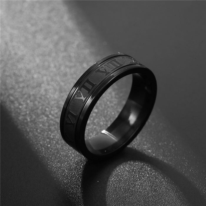 Wholesale Hip Hop Punk Titanium Steel Ring For Men Stainless Steel Roman Numeral Ring JDC-RS-ZhuJ001