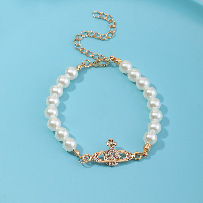 Wholesale Bracelet Pearl Saturn Bracelet Diamond Alloy Planet Bracelet JDC-BT-NZ069