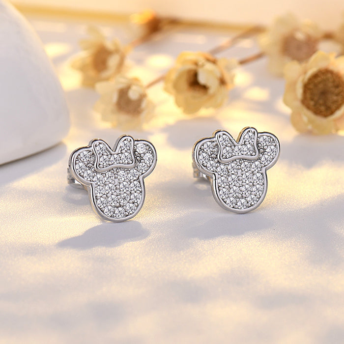 Wholesale Sterling Silver Needle Cute Cartoon Stud Earrings Mouse Ear Jewelry JDC-ES-QLX072