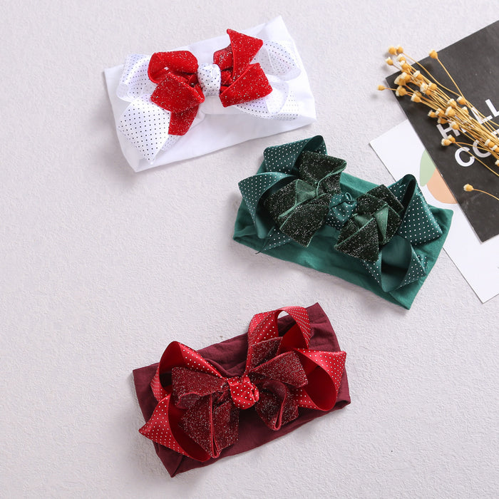 Wholesale Headband Cloth Kids Nylon Baby Headband Dot Webbing Bow JDC-HD-QYB001