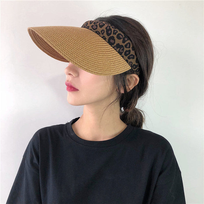 Jewelry WholesaleWholesale Leopard Print Empty Top Hat Sun Hat Straw Hat JDC-FH-HShen001 Fashionhat 鸿琛 %variant_option1% %variant_option2% %variant_option3%  Factory Price JoyasDeChina Joyas De China