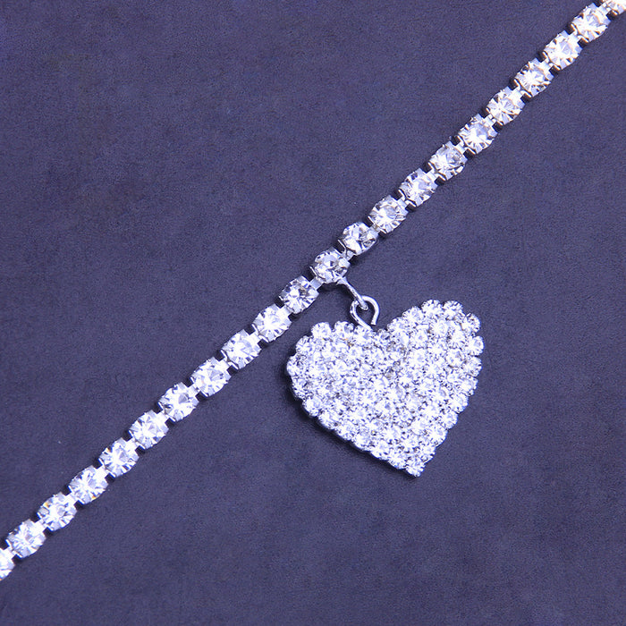 Jewelry WholesaleWholesale water drill love heart chain JDC-AS-XinS002 Anklets 心饰 %variant_option1% %variant_option2% %variant_option3%  Factory Price JoyasDeChina Joyas De China