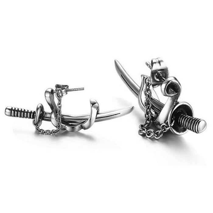 Wholesale Earrings Titanium Steel Ring Arrow Hip Hop Cross Sword Men JDC-ES-ChunYun001