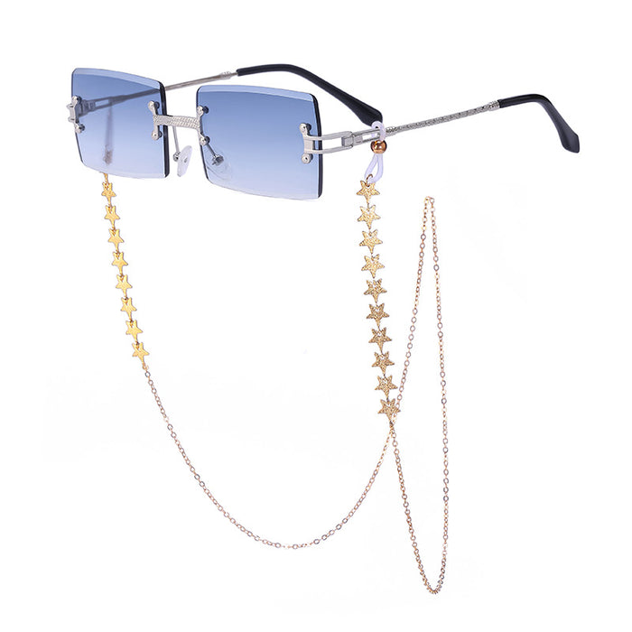 Wholesale PC Material Frameless Diamond Cut Chain Sunglasses for Women JDC-SG-PTJS011