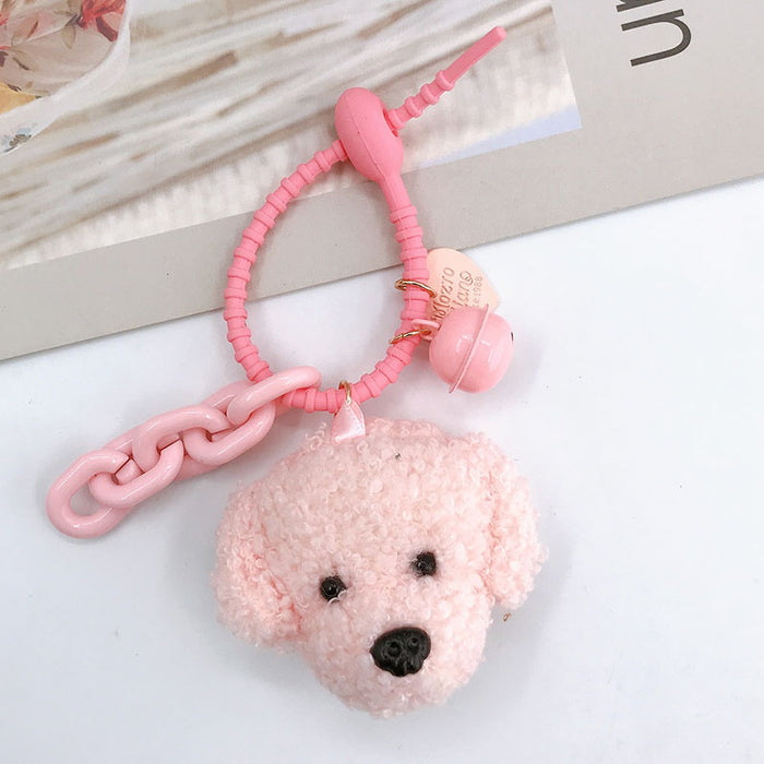 Wholesale woolen teddy dog pendant keychain lanyard JDC-KC-GeL003