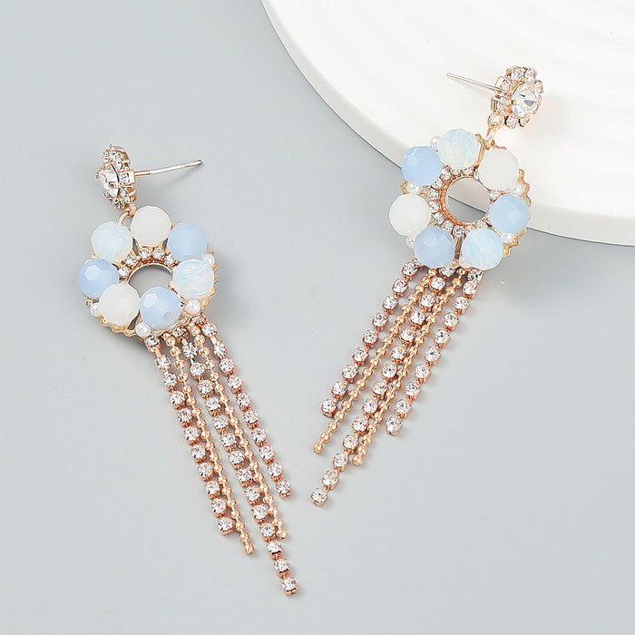 Jewelry WholesaleWholesale Pink Rhinestone Tassel Earrings JDC-ES-JL927 Earrings 氿乐 %variant_option1% %variant_option2% %variant_option3%  Factory Price JoyasDeChina Joyas De China