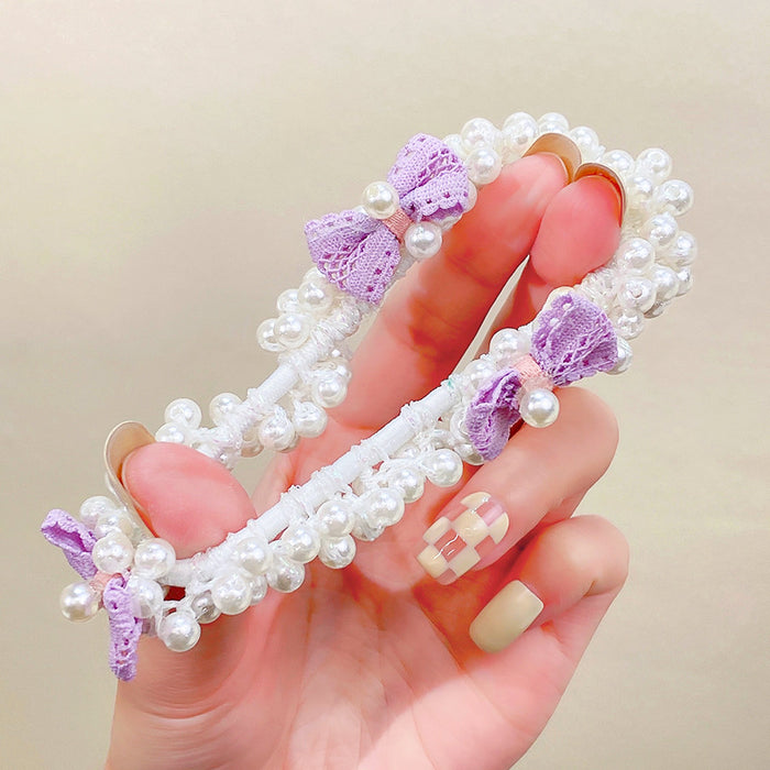 Wholesale Bow Knot Pearl Hair Ring High Elasticity Headband JDC-HS-I415