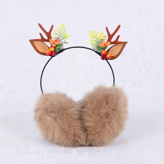 Wholesale Earmuffs Plush Warm Christmas Antler Berry JDC-EF-QingH002