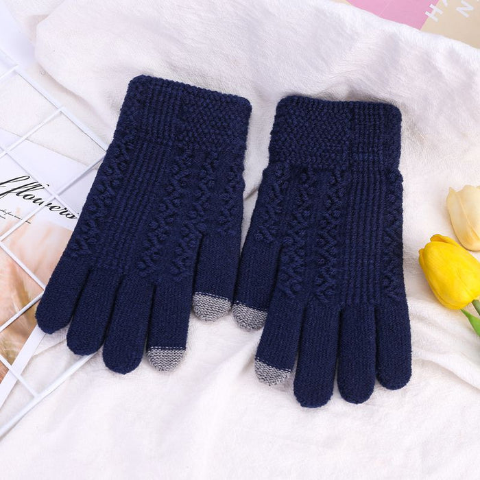 Wholesale Gloves Acrylic Thick Knit Split Finger Warm JDC-GS-HaiL008