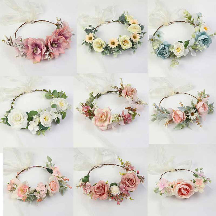 Wholesale Headband Fabric Plastic Bride Simulation Garland Dress Accessories MOQ≥3 JDC-HD-XINY003