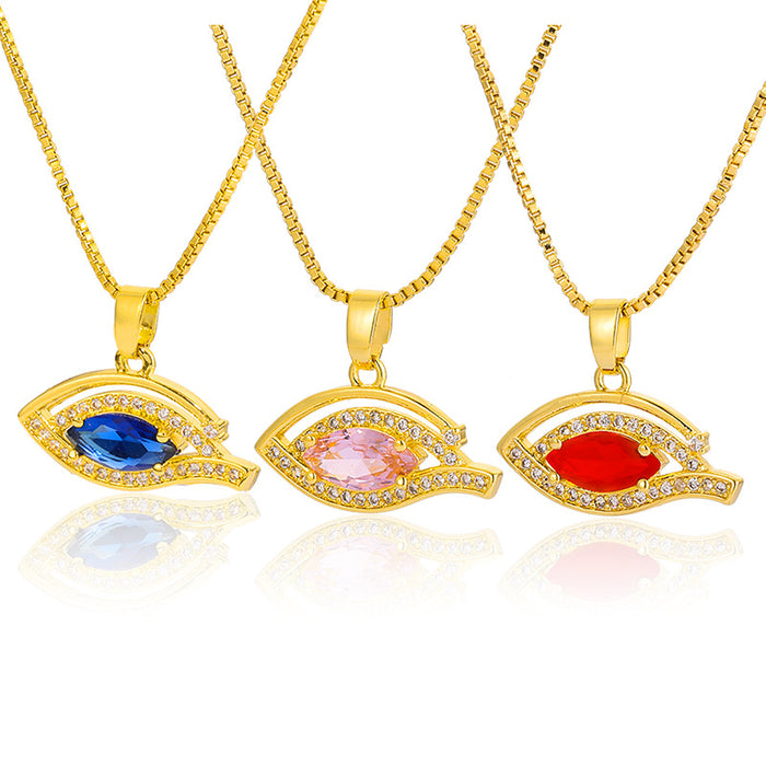 Wholesale colorful zircon fashion niche retro evil eye necklace JDC-NE-DRY004