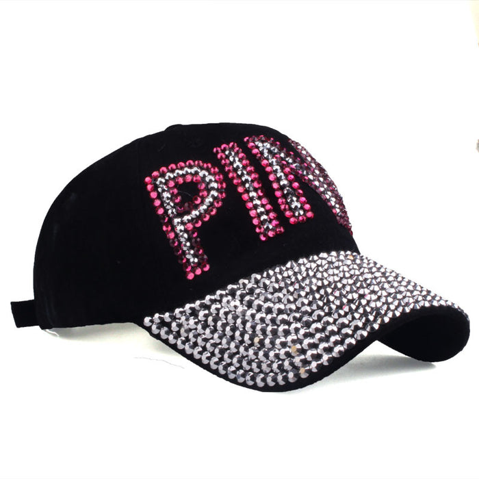 Wholesale Diamond Baseball Cap PINK Letter Peaked Cap MOQ≥2 JDC-FH-TMa004