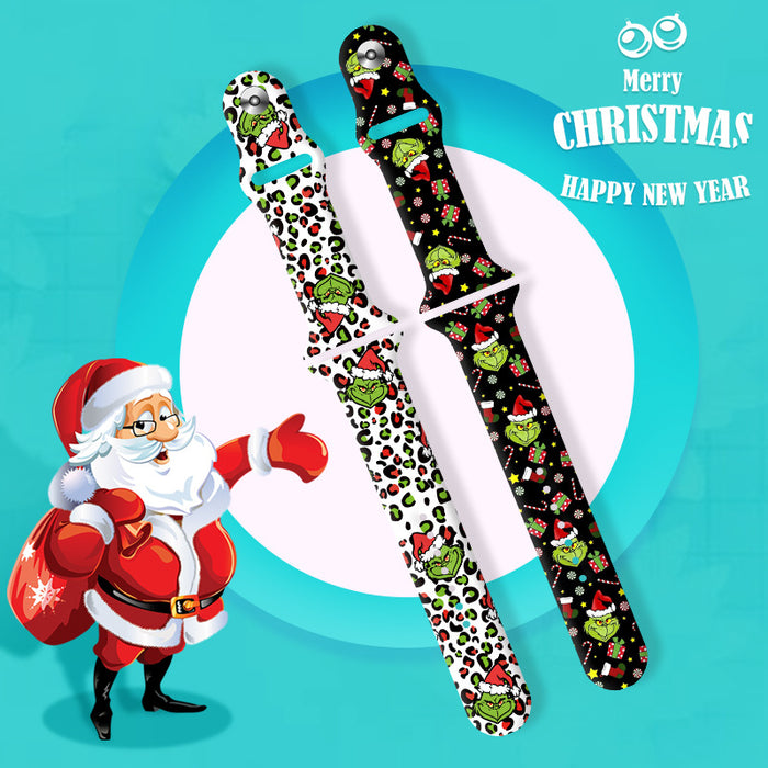 Wholesale Cartoon Christmas Silicone Strap Suitable for Apple Watch Strap JDC-WD-NuoQi004