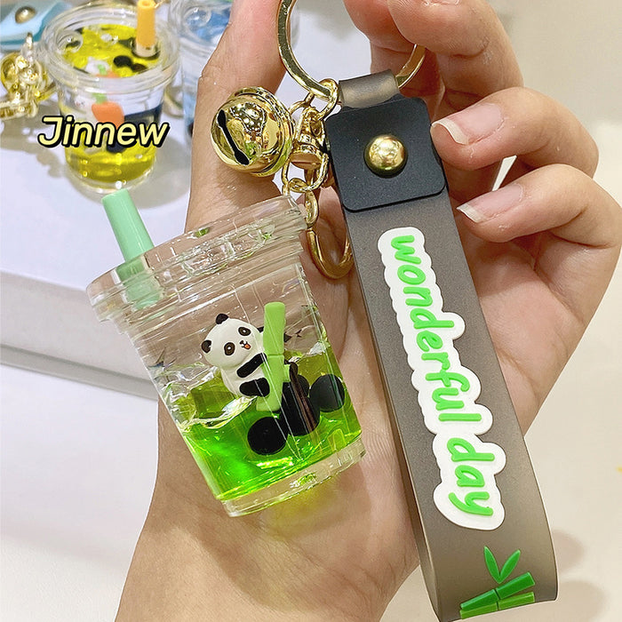 Wholesale iced milk tea animal oil keychain pendant MOQ≥4 JDC-KC-NGe001