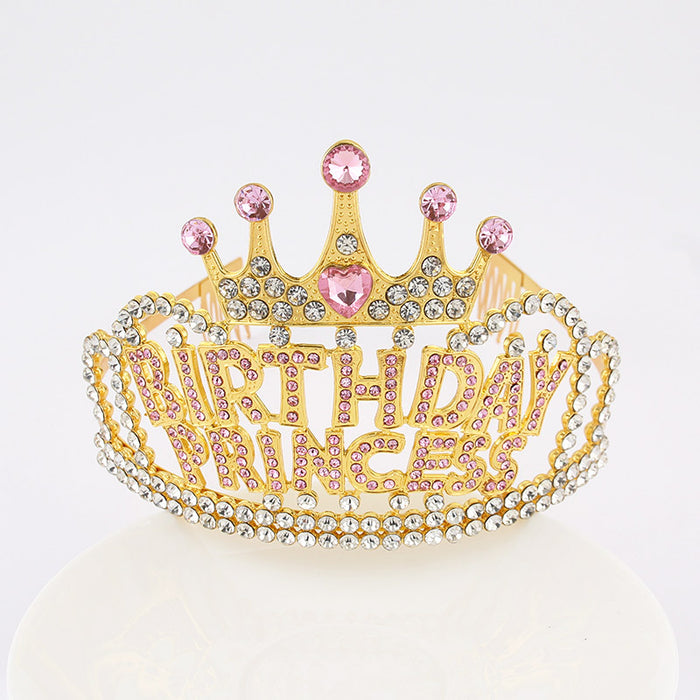 Jewelry WholesaleWholesale Birthday Crown Rhinestone Metal Headband MOQ≥2 JDC-HD-YCh008 Headband 一诚 %variant_option1% %variant_option2% %variant_option3%  Factory Price JoyasDeChina Joyas De China