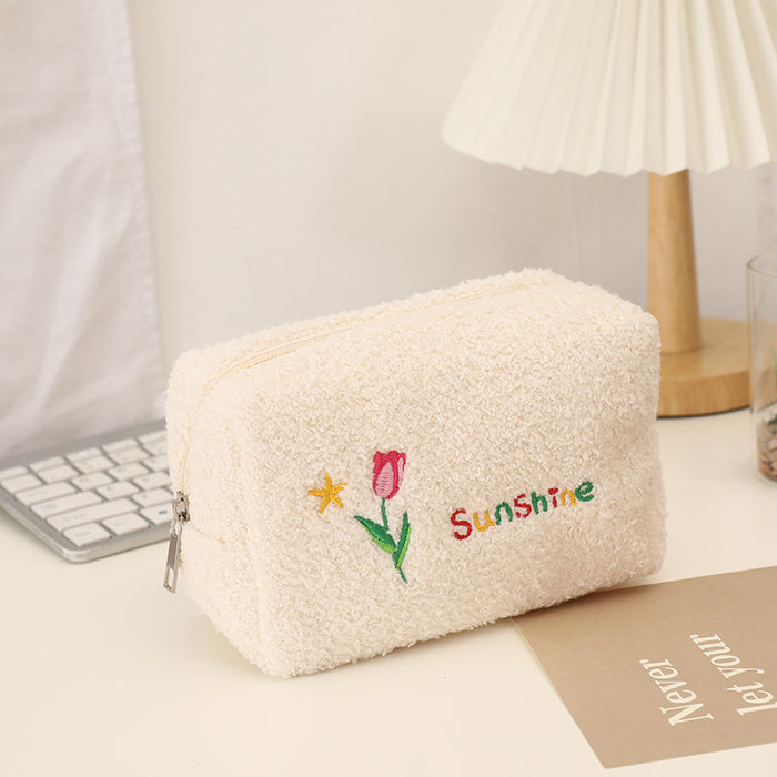 Wholesale Pencil Bags Plush Tulip Cute Large Capacity MOQ≥2 JDC-PB-YUNKE005