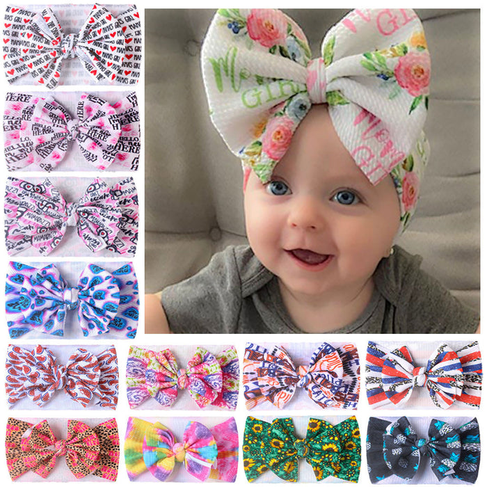 Wholesale DIY Fabric Baby Printed Bow Bandana sweatband JDC-HD-ML032