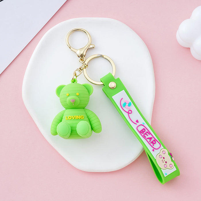 Wholesale Keychains For Backpacks PVC Bear Keychain Love Bear Cute Girl Heart MOQ≥2 JDC-KC-YY030