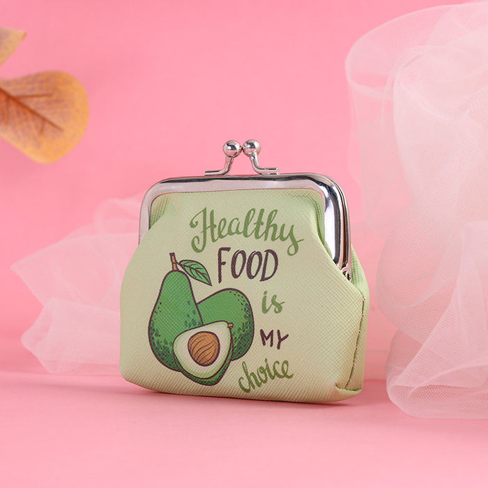 Wholesale Wallet PU Cute Avocado Children's Iron Buckle Coin Purse MOQ≥3 JDC-WT-Hongqiong005