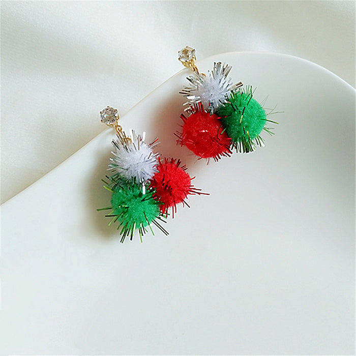 Wholesale Earrings Silver Needle Cute Hair Ball Stud Earrings JDC-ES-AiMei018