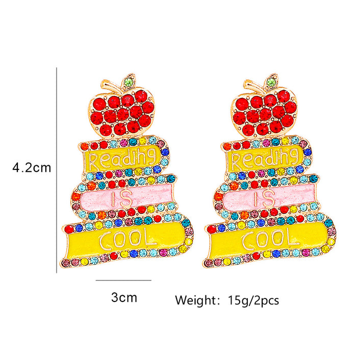 Wholesale Earrings Alloy Enamel Diamond Colored JDC-ES-JJ331