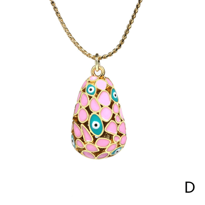 Wholesale Necklaces Copper Oil Drip Enamel Dinosaur Egg Devil Eye Pattern JDC-NE-TianY002