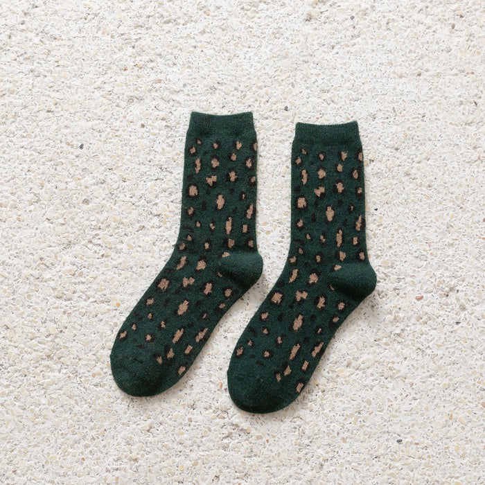 Wholesale Socks Wool Mid Tube Warm Thick Leopard Print JDC-SK-ChangShen002