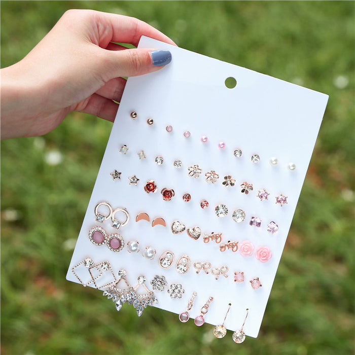 Jewelry WholesaleWholesale set rhinestone flower pearl geometric heart bow stud earrings 30 pairs set JDC-ES-ZhuJ001 Earrings 诛积 %variant_option1% %variant_option2% %variant_option3%  Factory Price JoyasDeChina Joyas De China