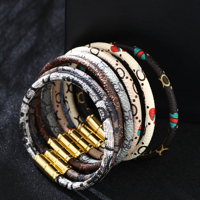 Wholesale Bracelet Colorful Bracelet PU Leather Alloy (F) JDC-BT-QiN001