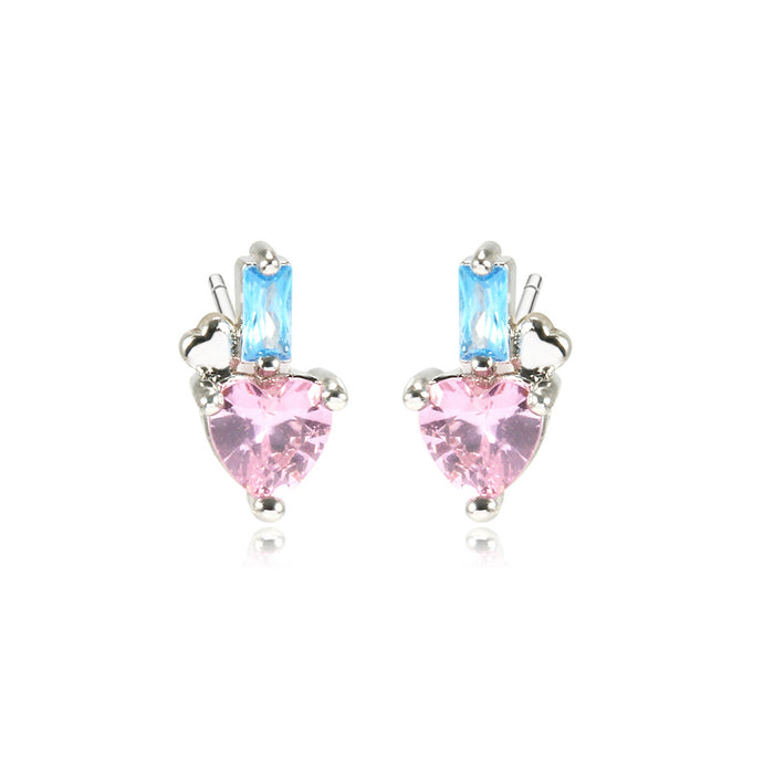 Wholesale Earrings Copper Creative Color Zirconia Stud Earrings MOQ≥2 JDC-ES-FoXi002