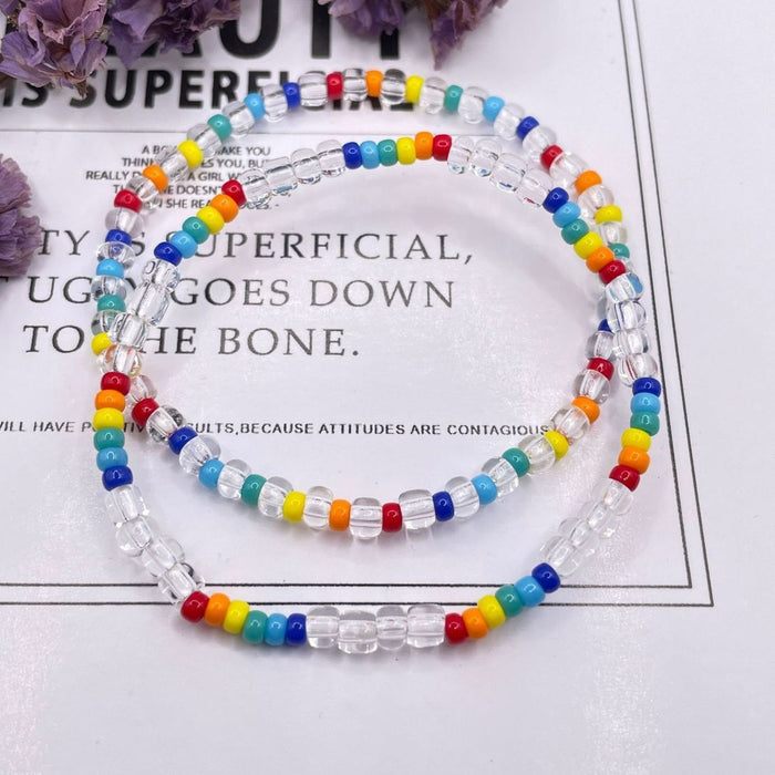 Wholesale Boho Rainbow Glass Rice Bead Bracelet JDC-BT-KuangD005