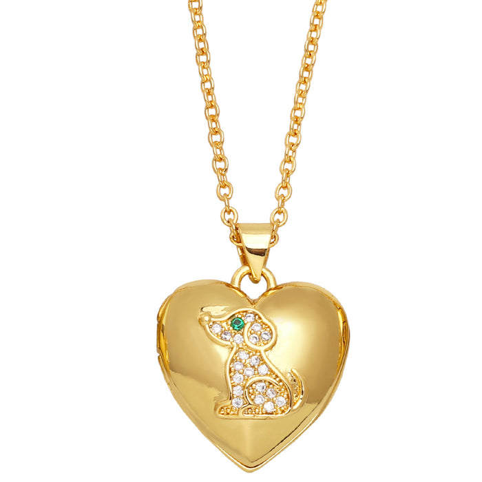 Wholesale Necklace Copper Plated 18K Gold Zircon Couple Heart Shape JDC-PREMAS-NE-013