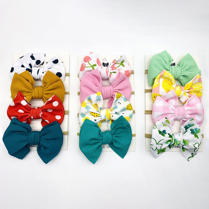 Wholesale solid color printed bow kids hair band set of four JDC-HD-KAXi002