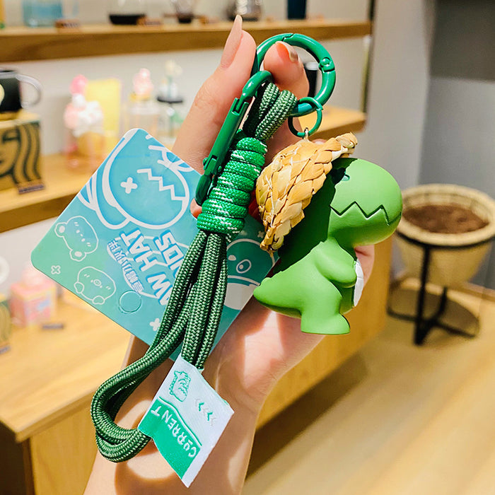 Wholesale Keychains For Backpacks genuine creative straw hat friends dinosaur cartoon school bag pendant JDC-KC-ManM028