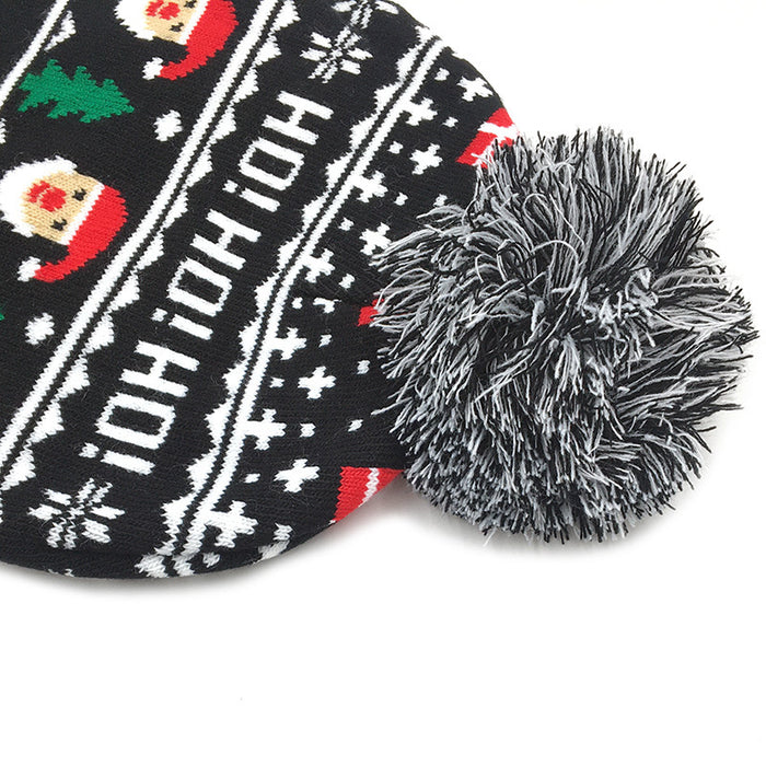 Wholesale Hat Woolen Christmas Pattern Fur Ball Knitted Hat JDC-FH-AXing010