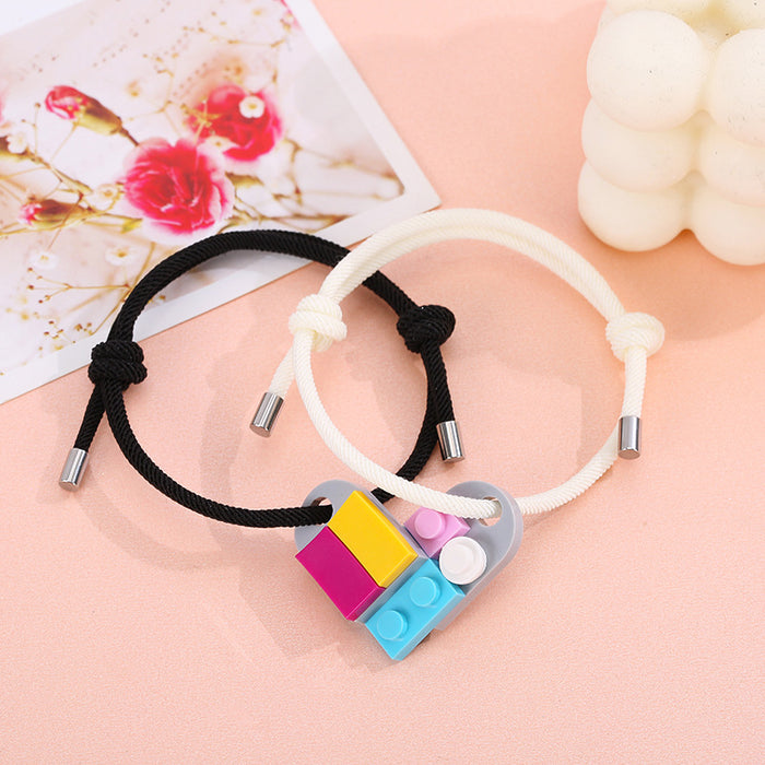 Wholesale Milanese Rope Building Blocks Assembled Love Couple Bracelet JDC-BT-ZiR013