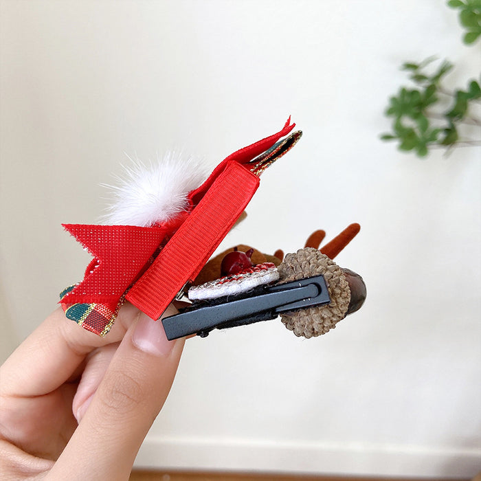 Wholesale Hair Clips Resin Fabric Plush Elk Antlers Child Cartoon Cute Christmas JDC-HC-WangFeng008