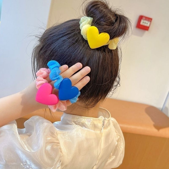 Wholesale fabric children's large intestine circle love hair rope MOQ≥2 JDC-HS-BL011