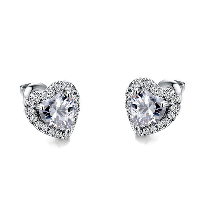 Wholesale Love Diamond Stud Earrings Design Sense Crystal JDC-ES-JYS012