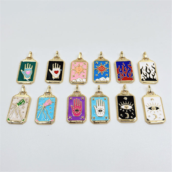 Wholesale Necklace Copper Drip Oil Tarot Cards Palm Devil's Eye Jellyfish MOQ2≥2 JDC-NE-ZIYN008