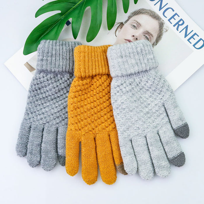 Wholesale Gloves Acrylic Thick Knit Warm Touch Screen JDC-GS-HaiL012