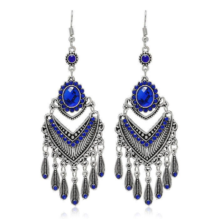 Jewelry WholesaleWholesale Ethnic Feng Rhinestone Tassel Metal Earrings JDC-ES-LY016 Earrings 乐钰 %variant_option1% %variant_option2% %variant_option3%  Factory Price JoyasDeChina Joyas De China