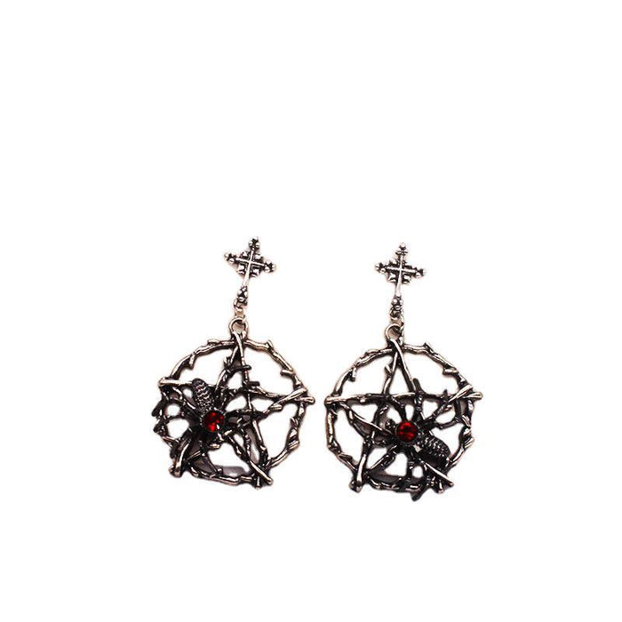 Jewelry WholesaleWholesale vintage cross pentagram spider alloy earrings JDC-ES-YYFF011 Earrings 燕羽飞飞 %variant_option1% %variant_option2% %variant_option3%  Factory Price JoyasDeChina Joyas De China