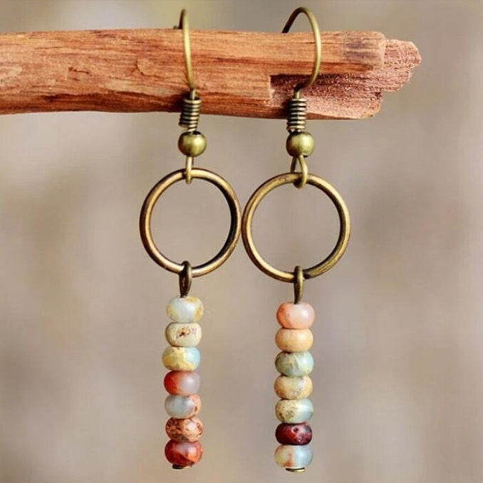 Wholesale Earrings Alloy Boho Color Beaded Earrings JDC-ES-Saip071